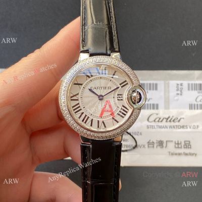 Ballon Bleu Cartier 33 mm Swiss Quartz Ss Double-row Diamond Watches